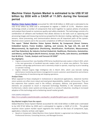 Machine Vision System Market is estimated to be US