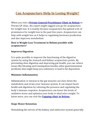 Private General Practitioner Clinic in Nelson