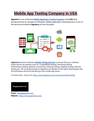 Mobile App Testing Company in USA