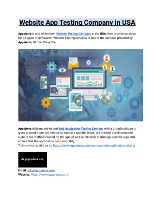 Website App Testing Company in USA