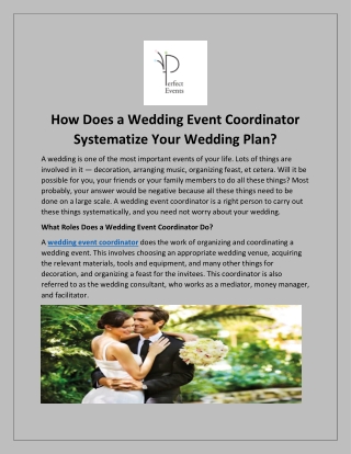 How Does a Wedding Event Coordinator Systematize Your Wedding Plan