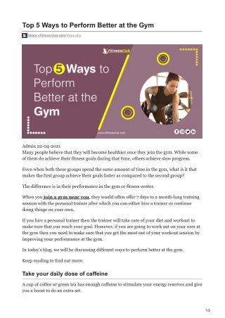 TOP 5 WAYS TO PERFORM BETTER AT THE GYM  Vfitnessclub Gym Management software