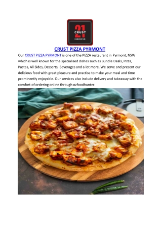 $5 off - Crust Pizza Restaurant Menu Pyrmont Delivery, NSW