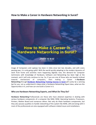 How to Make a Career in Hardware Networking at Surat?