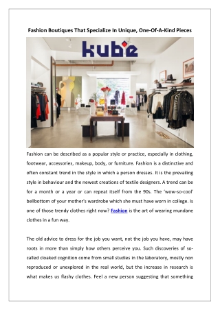 Fashion Boutiques That Specialize In Unique, One-Of-A-Kind Pieces