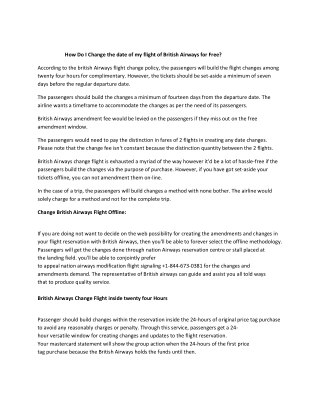 british Airways flight change policy