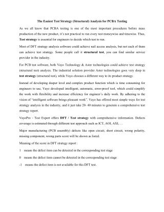 The Easiest Test Strategy (Structural) Analysis for PCBA Testing