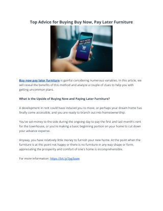 Top Advice for Buying Buy Now, Pay Later Furniture