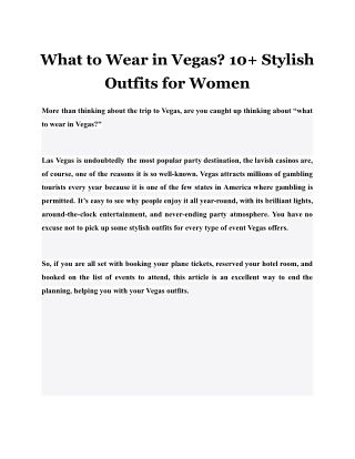 What to Wear in Vegas? 10  Stylish Outfits for Women