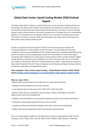 2021 Data Center Liquid Cooling Industry Global Analysis Report
