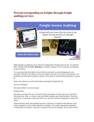 Prevent overspending on freights through freight auditing services