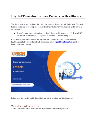 Digital Transformation Trends in Healthcare