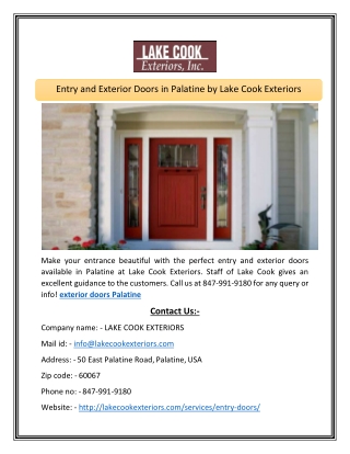 Entry and Exterior Doors in Palatine by Lake Cook Exteriors