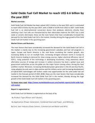 Solid Oxide Fuel Cell Market