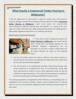 What Exactly Is Engineered Timber Flooring in Melbourne