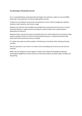 The Advantages of Readymix Concrete
