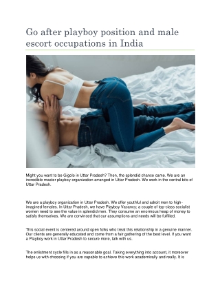 Go after playboy position and male escort occupations in India