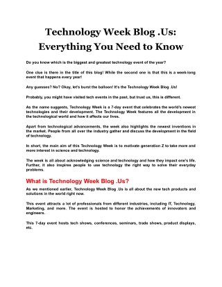 Technology Week Blog .Us: Everything You Need to Know