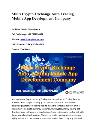 Multi Crypto Exchange Auto Trading Moblie App Development Company