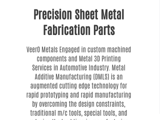 Precision Sheet Metal Fabrication Parts