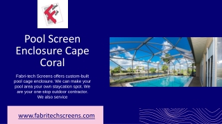 Pool Screen Enclosure Services in Cape Coral, Florida