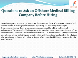 Question to ask an offshore medical billing before hiring