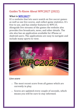 Guides To Know About WPC2027 (2022)