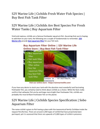 S2V Marine Life - Cichilds Fresh Water Fish Species -Buy Best Fish Tank Filter-converted
