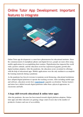 Online Tutor App Development Important features to integrate