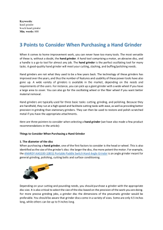 3 Points to Consider When Purchasing a Hand Grinder
