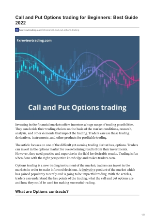 fxreviewtrading.com-Call and Put Options trading for Beginners Best Guide 2022