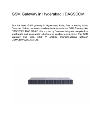 GSM Gateway in Hyderabad  | DASSCOM