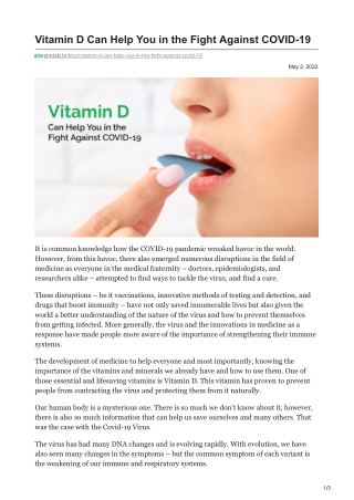 zimlab.in-Vitamin D Can Help You in the Fight Against COVID-19