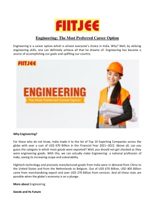 Engineering The Most Preferred Career Option