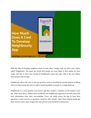 How Much Does It Cost To Develop Neighbourly App