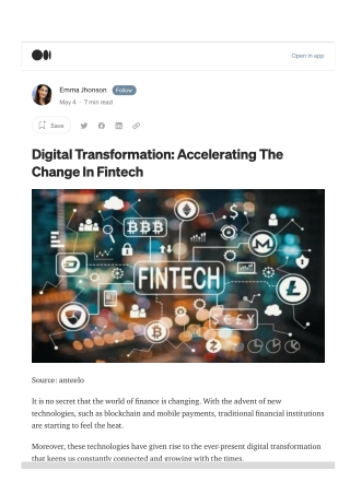 Digital Transformation - Accelerating The Change In Fintech