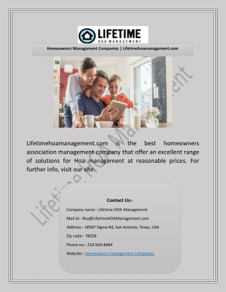 Homeowners Management Companies | Lifetimehoamanagement.com