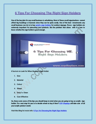 6 Tips For Choosing The Right Sign Holders