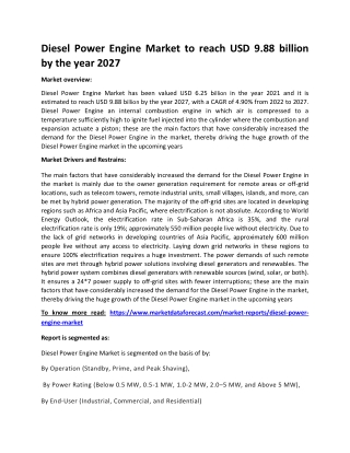 Diesel Power Engine Market