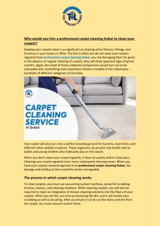 Why would you hire a professional carpet cleaning Dubai to clean your carpets?