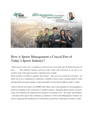 How is Sports Management a Crucial Part of Today’s Sports Industry-blog by IISM