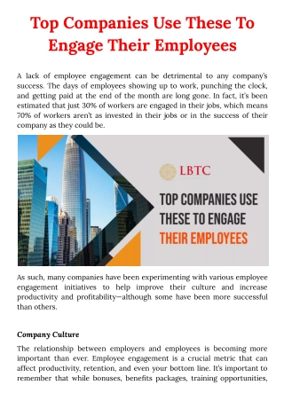 Top Companies Use These To Engage Their Employees