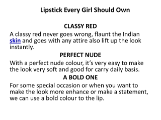 Lipstick Every Girl Should Own