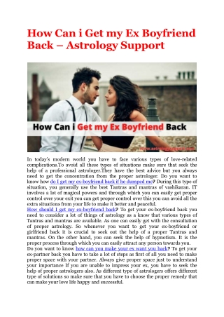 How Can i Get my Ex Boyfriend Back – Astrology Support