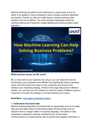 How Machine Learning Can Help Solving Business Problems
