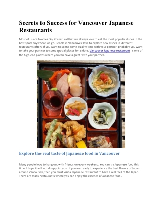 Success for Vancouver Japanese Restaurants