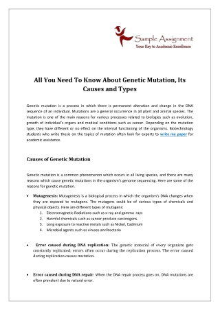 All You Need To Know About Genetic Mutation Its Causes and Types