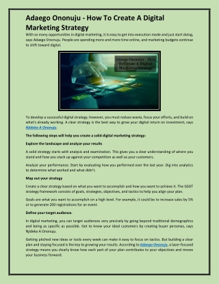 Adaego Ononuju - How To Create A Digital Marketing Strategy