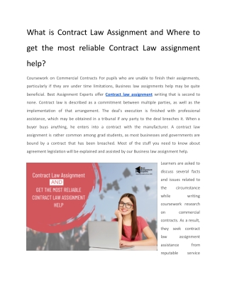 What is Contract Law Assignment and Where to get the most reliable Contract Law assignment help