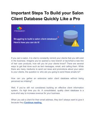 Important Steps To Build your Salon Client Database Quickly Like a Pro